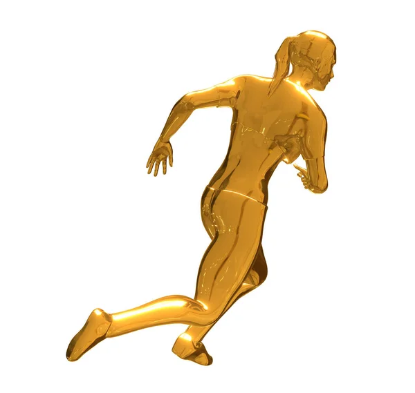 Renderowanie Złotego Medalu Rzeźby Joggera Puchar Izolowany Białym Tle — Zdjęcie stockowe