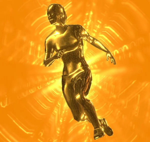 Eine Wiedergabe Einer Goldenen Jogger Skulptur Trophäe — Stockfoto