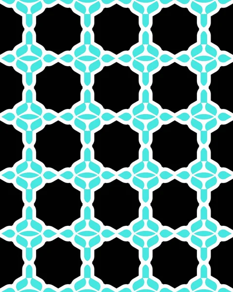 ブラックを基調とした幾何学的クロスライトブルーパターンのシームレスなタイル — ストック写真