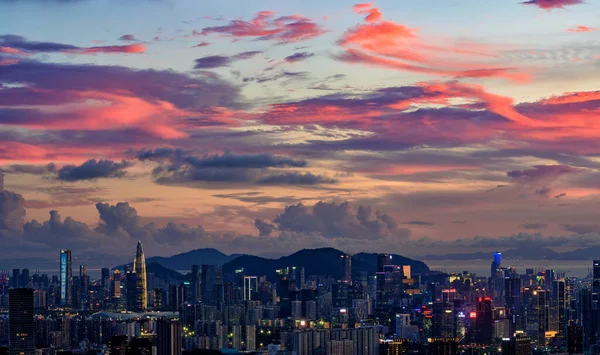 中国深圳 2021年5月25日 一个美丽的夜晚 中国深圳的城市景观 — 图库照片