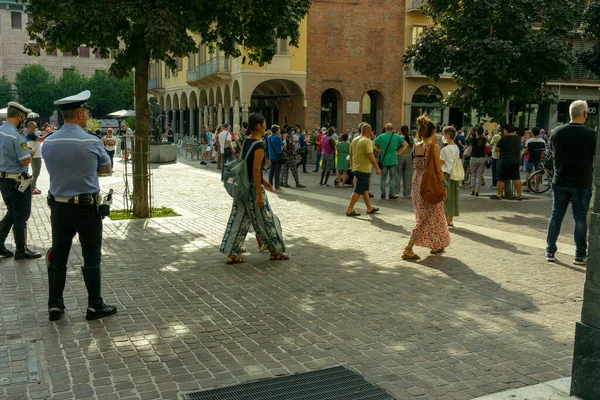 Cremona Itálie Července 2021 Dav Lidí Protestujících Proti Vakcíně Covid — Stock fotografie