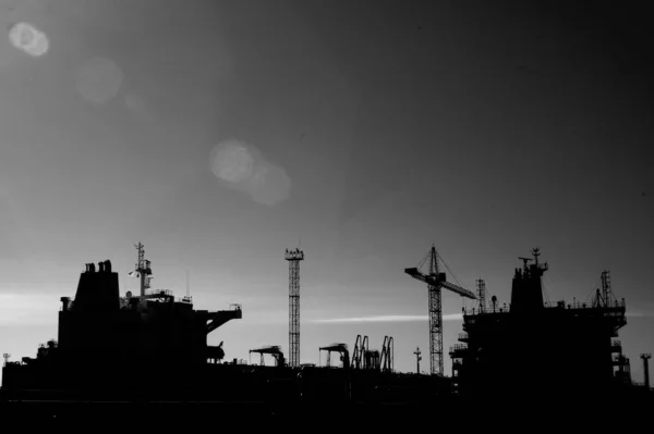 Grayscale Shot Construction Site — Stock Photo, Image