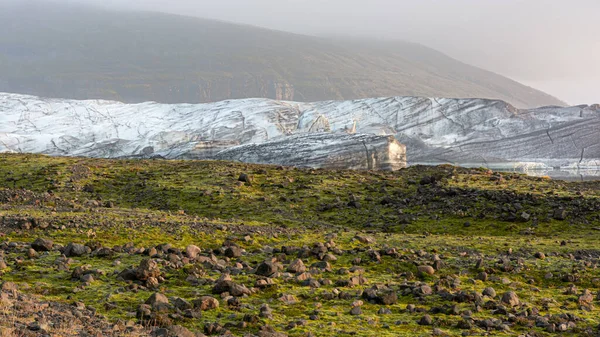Malowniczy Widok Skalistą Równinę Zaśnieżonym Górskim Krajobrazem Islandii — Zdjęcie stockowe