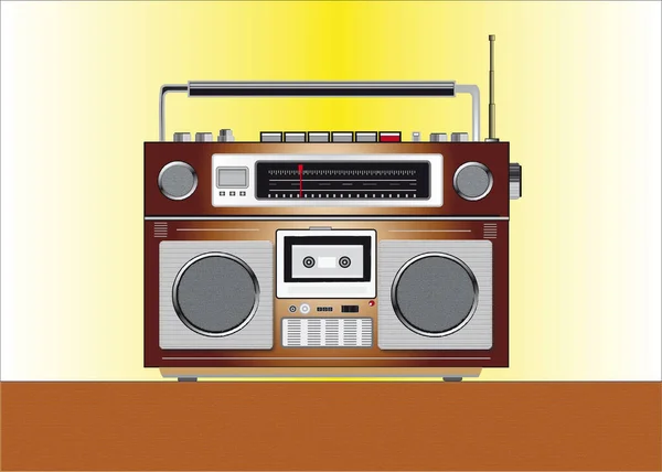 Una Vecchia Radio Epoca Sul Tavolo Legno — Foto Stock