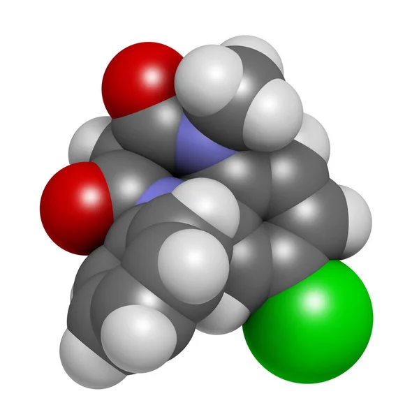 Clobazam Epilepsie Drug Molecuul Weergave Atomen Worden Weergegeven Als Bollen — Stockfoto