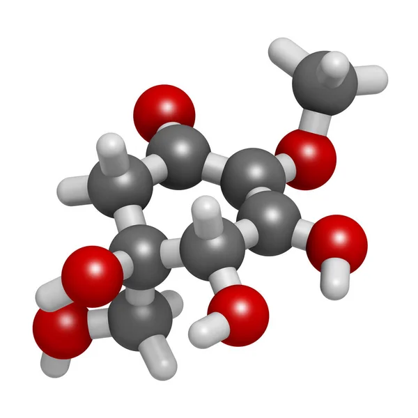 Gadusol Balığı Güneş Kremi Molekülü Boyutlu Görüntüleme Atomlar Geleneksel Renk — Stok fotoğraf