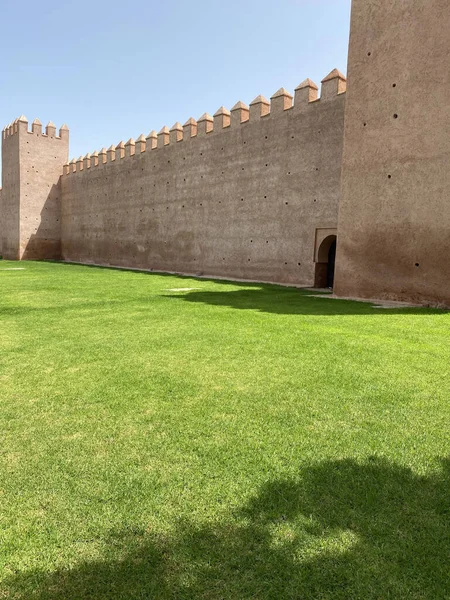 Old Dinding Tanah Liat Medina Tua Dari Rabat Maroko — Stok Foto