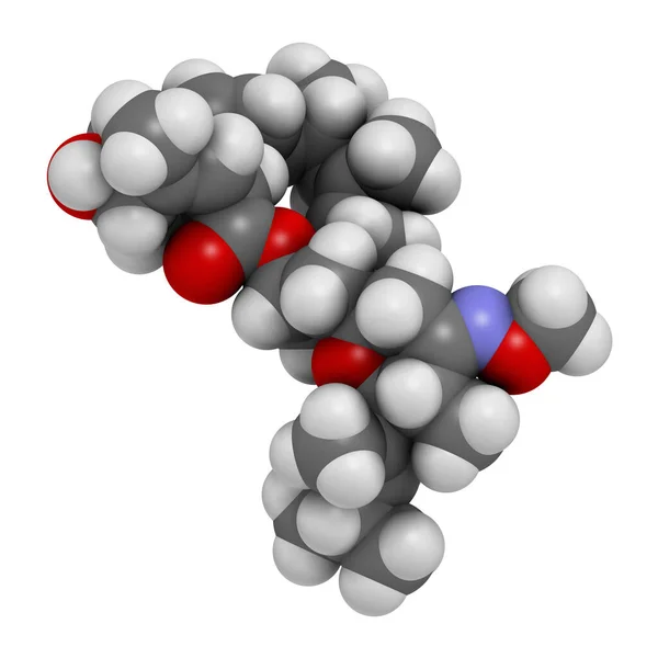 Moxidectin无菌药物分子 3D渲染 原子被表示为具有常规颜色编码的球体 — 图库照片