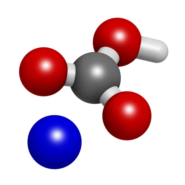 Bicarbonato Sodio Bicarbonato Sodio Estructura Química Representación Los Átomos Representan — Foto de Stock