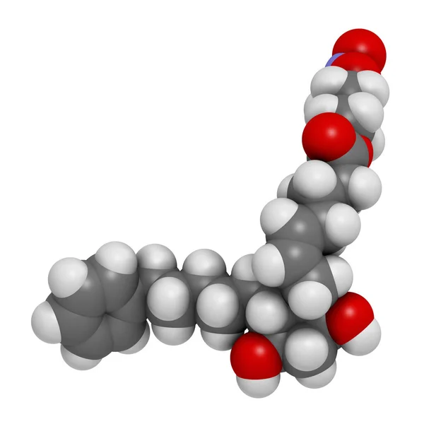 Latanoprostene Bunod Ögonläkemedel Molekyl Återgivning Atomer Representeras Som Sfärer Med — Stockfoto
