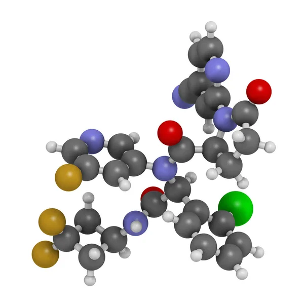 Ivosidenib Molécule Médicament Anticancéreux Rendu Les Atomes Sont Représentés Comme — Photo