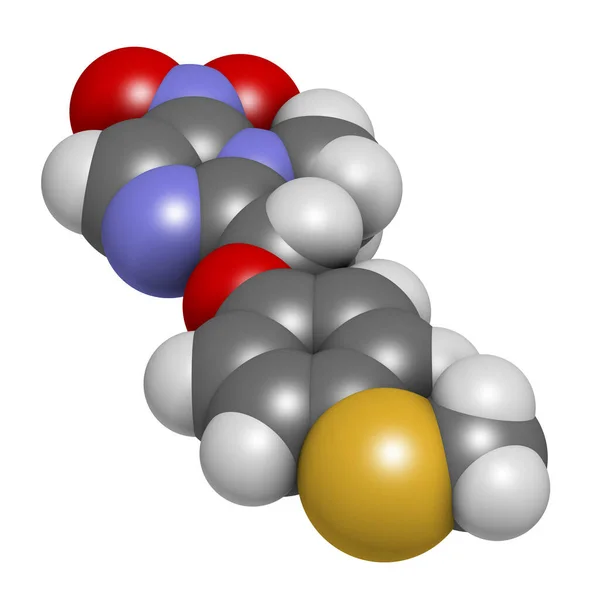 Fexinidazol Molécula Droga Antiprotozoário Renderização Átomos São Representados Como Esferas — Fotografia de Stock