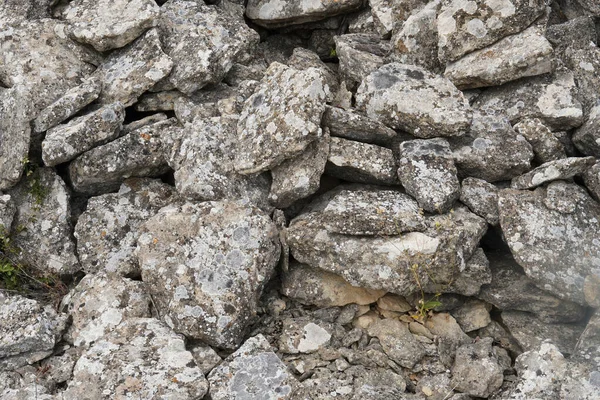 Een Close Van Een Oude Geruïneerde Stenen Muur Buiten Het — Stockfoto