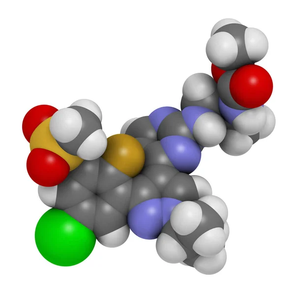 Encorafenib 흑색종 렌더링 원자는구 표현되어 있습니다 — 스톡 사진