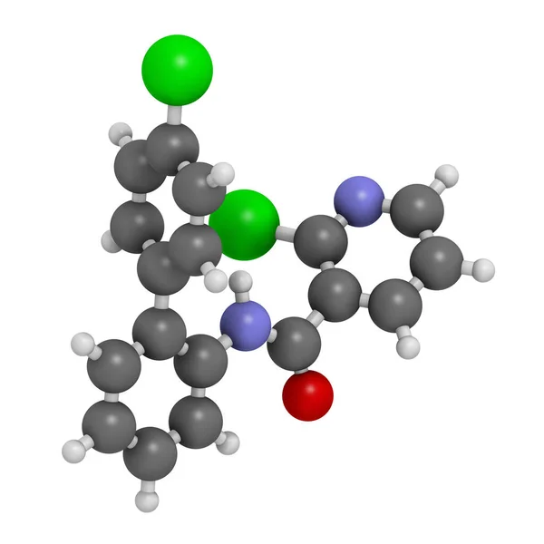 Boscalid Fungicide Molecule Rendering Atoms Represented Spheres Conventional Color Coding — Stock Photo, Image