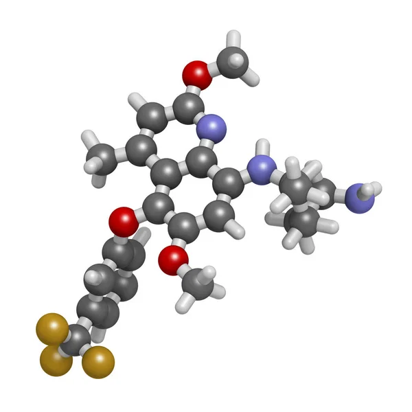 Tafenoquine Malaria Drug Molecuul Weergave Atomen Worden Weergegeven Als Bollen — Stockfoto