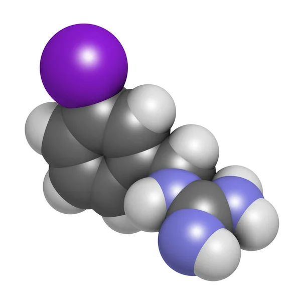 Iobenguane 131 Cancer Drug Molecule Radiopharmaceutical Rendering Atoms Represented Spheres — Stock Photo, Image