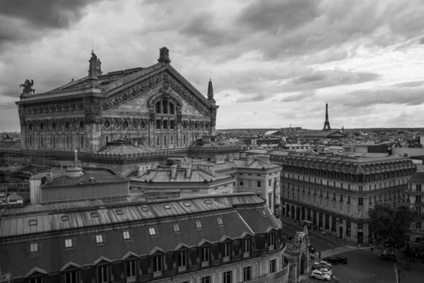 Luftaufnahme Des Palais Garnier Des Berühmten Opernhauses Paris Schwarz Weiß — Stockfoto