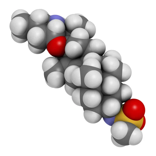 Patidegib Läkemedelsmolekyl Igelkottshämmare Återgivning Atomer Representeras Som Sfärer Med Konventionell — Stockfoto