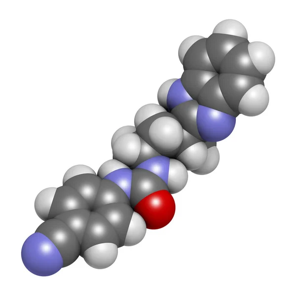 Glasdegib癌薬分子 3Dレンダリング 原子は従来のカラーコーディングを持つ球として表されます — ストック写真