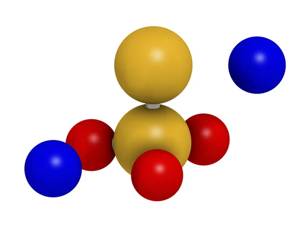 Θειοθειικό Νάτριο Χημική Δομή Απόδοση Άτομα Εκπροσωπούνται Σφαίρες Συμβατικό Χρωματικό — Φωτογραφία Αρχείου