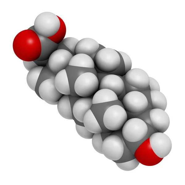 Chenodeoxycholzuur Drug Molecuul Weergave Atomen Worden Weergegeven Als Bollen Met — Stockfoto