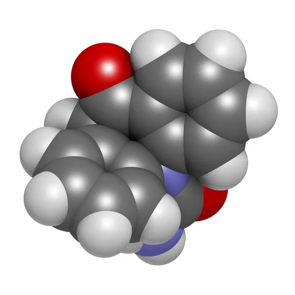 Oxkarbazepinepilepsiläkemedelsmolekylen Återgivning Atomer Representeras Som Sfärer Med Konventionell Färgkodning — Stockfoto