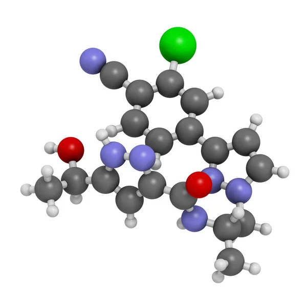 Darolutamide Prostaatkankermolecuul Weergave Atomen Worden Weergegeven Als Bollen Met Conventionele — Stockfoto