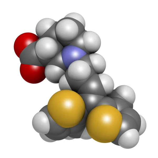 Läkemedelsmolekyl Mot Tiagabinepilepsi Återgivning Atomer Representeras Som Sfärer Med Konventionell — Stockfoto