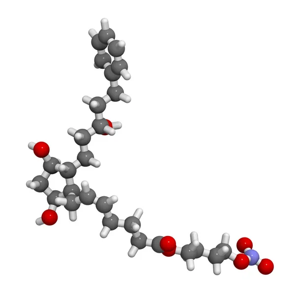 Latanoprostene Bunod Göz Ilacı Molekülü Boyutlu Görüntüleme Atomlar Geleneksel Renk — Stok fotoğraf