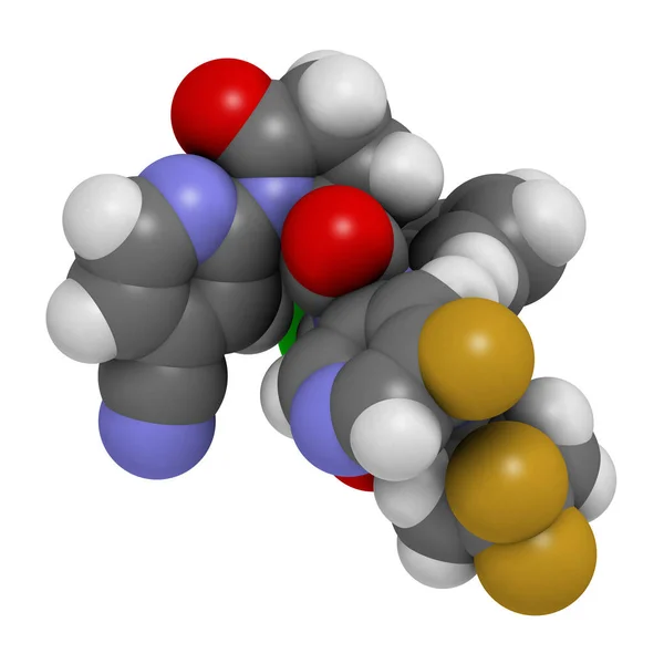 Molekuła Leku Raka Kości Słoniowej Renderowanie Atomy Reprezentowane Jako Sfery — Zdjęcie stockowe