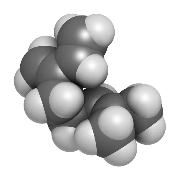 Молекула Мирцена Монотерпена Рендеринг Атомы Представлены Сферы Традиционным Цветовым Кодированием — стоковое фото