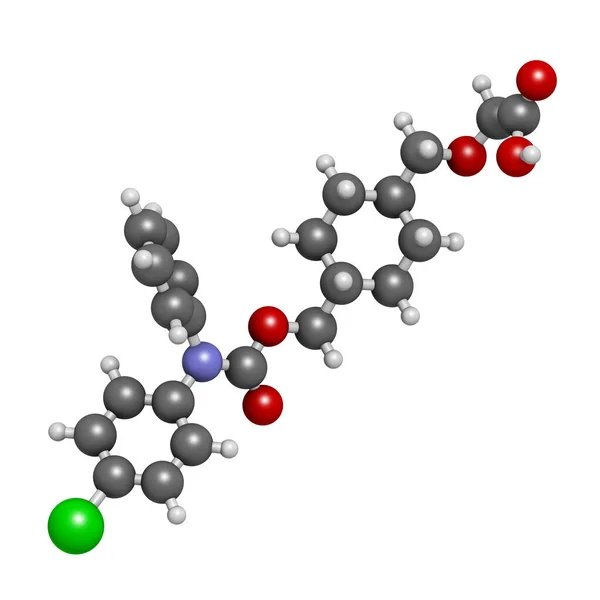 Ralinepag肺动脉高压药物分子 3D渲染 原子被表示为具有常规颜色编码的球体 — 图库照片