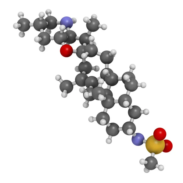 Patidegib Drug Molecule Hedgehog Pathway Inhibitor Weergave Atomen Worden Weergegeven — Stockfoto