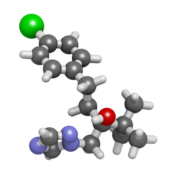 Tebuconazool Fungicide Molecuul Weergave Atomen Worden Weergegeven Als Bollen Met — Stockfoto