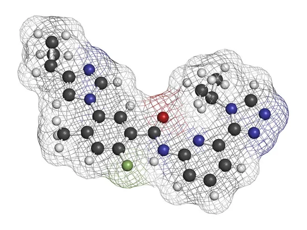 Selonsertib Drug Molecuul Weergave Atomen Worden Weergegeven Als Bollen Met — Stockfoto