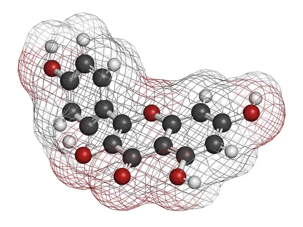 Molécula Antioxidante Kaempferol Representación Los Átomos Representan Como Esferas Con — Foto de Stock