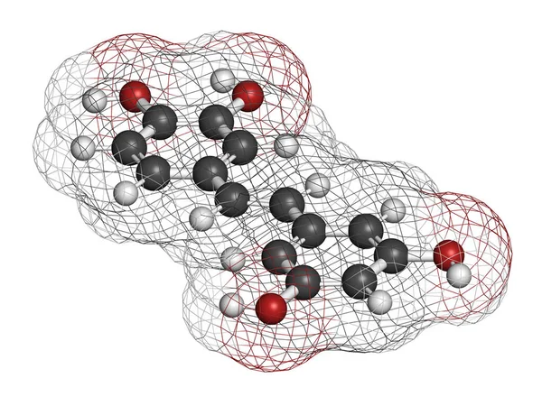 Piceatannol Molécula Estilbenoide Herbal Representación Los Átomos Representan Como Esferas — Foto de Stock