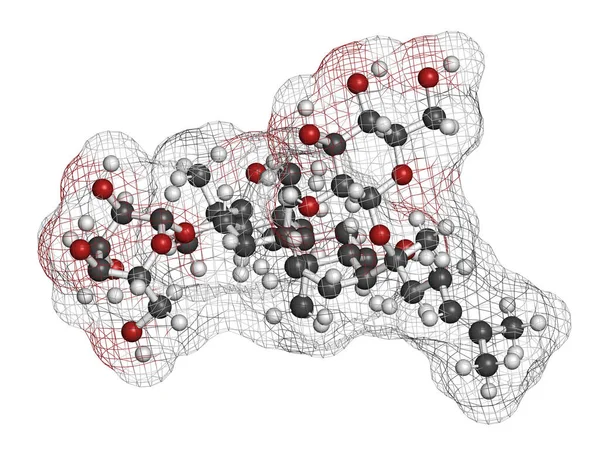 Ginsenoside Rg1 Ginseng Molekyl Återgivning Atomer Representeras Som Sfärer Med — Stockfoto