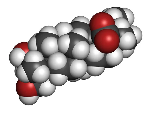 Hederagenin普通常春藤分子 3D渲染 原子被表示为具有常规颜色编码的球体 — 图库照片