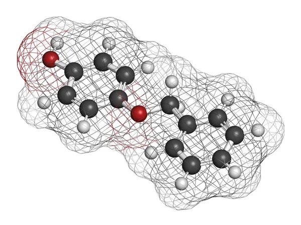 Μονοβενζόνη Μόριο Φαρμάκου Απόδοση Άτομα Εκπροσωπούνται Σφαίρες Συμβατικό Χρωματικό Κώδικα — Φωτογραφία Αρχείου