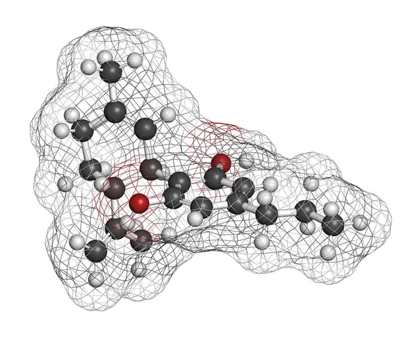 Каннабидиварин Каннабиноидная Молекула Cbdv Рендеринг Атомы Представлены Виде Сфер Традиционным — стоковое фото
