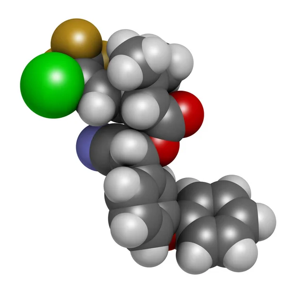 Молекула Інсектициду Цигалотрину Візуалізація Атоми Представлені Сфери Звичайним Кольоровим Кодуванням — стокове фото