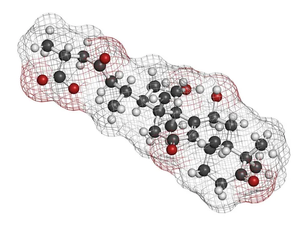 Ácido Ganodérico Una Molécula Presente Hongos Ganoderma Representación Los Átomos — Foto de Stock