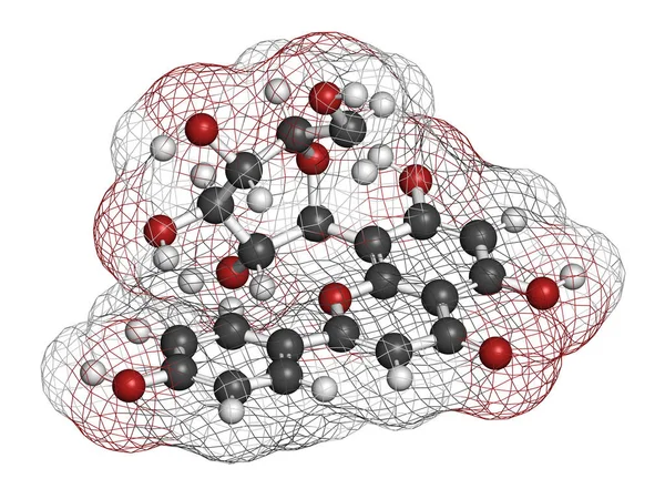 维生素素激情花分子 3D渲染 原子被表示为具有常规颜色编码的球体 — 图库照片