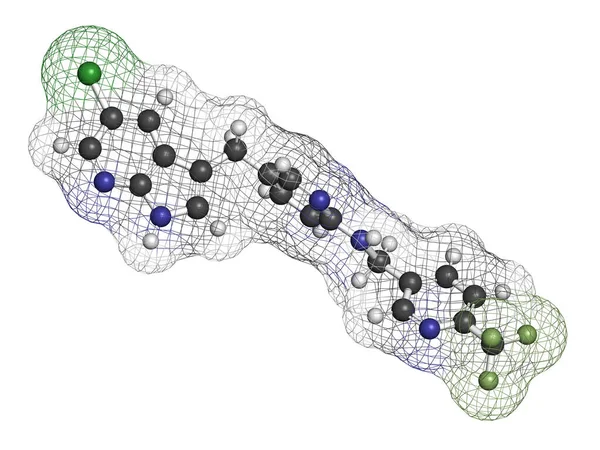 Pexidartinib Geneesmiddelmolecuul Tegen Kanker Weergave Atomen Worden Weergegeven Als Bollen — Stockfoto