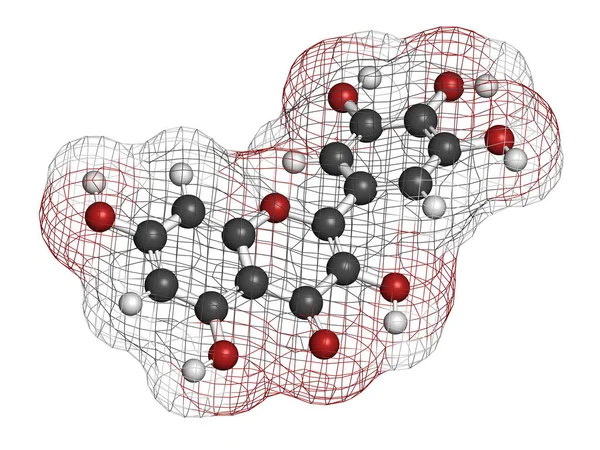 Myricetin Flavonoid Molecule Representación Los Átomos Representan Como Esferas Con — Foto de Stock