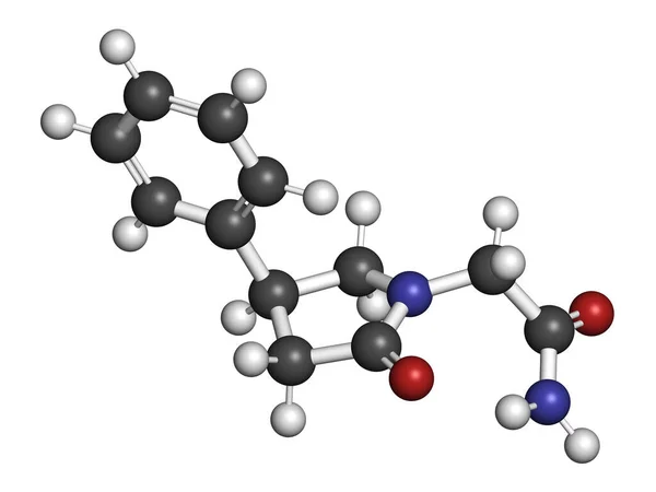 Fenylpiracetam Drug Molecuul Weergave Atomen Worden Weergegeven Als Bollen Met — Stockfoto