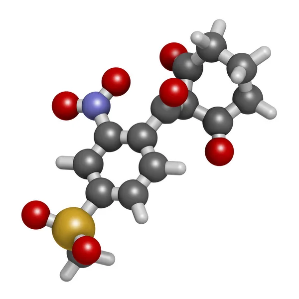 Molekula Mezotrionového Herbicidu Vykreslování Atomy Jsou Reprezentovány Jako Koule Konvenčním — Stock fotografie
