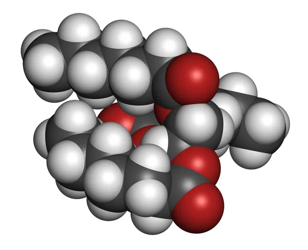 Das Wirkstoffmolekül Triheptanoin Rendering Atome Werden Als Kugeln Mit Konventioneller — Stockfoto